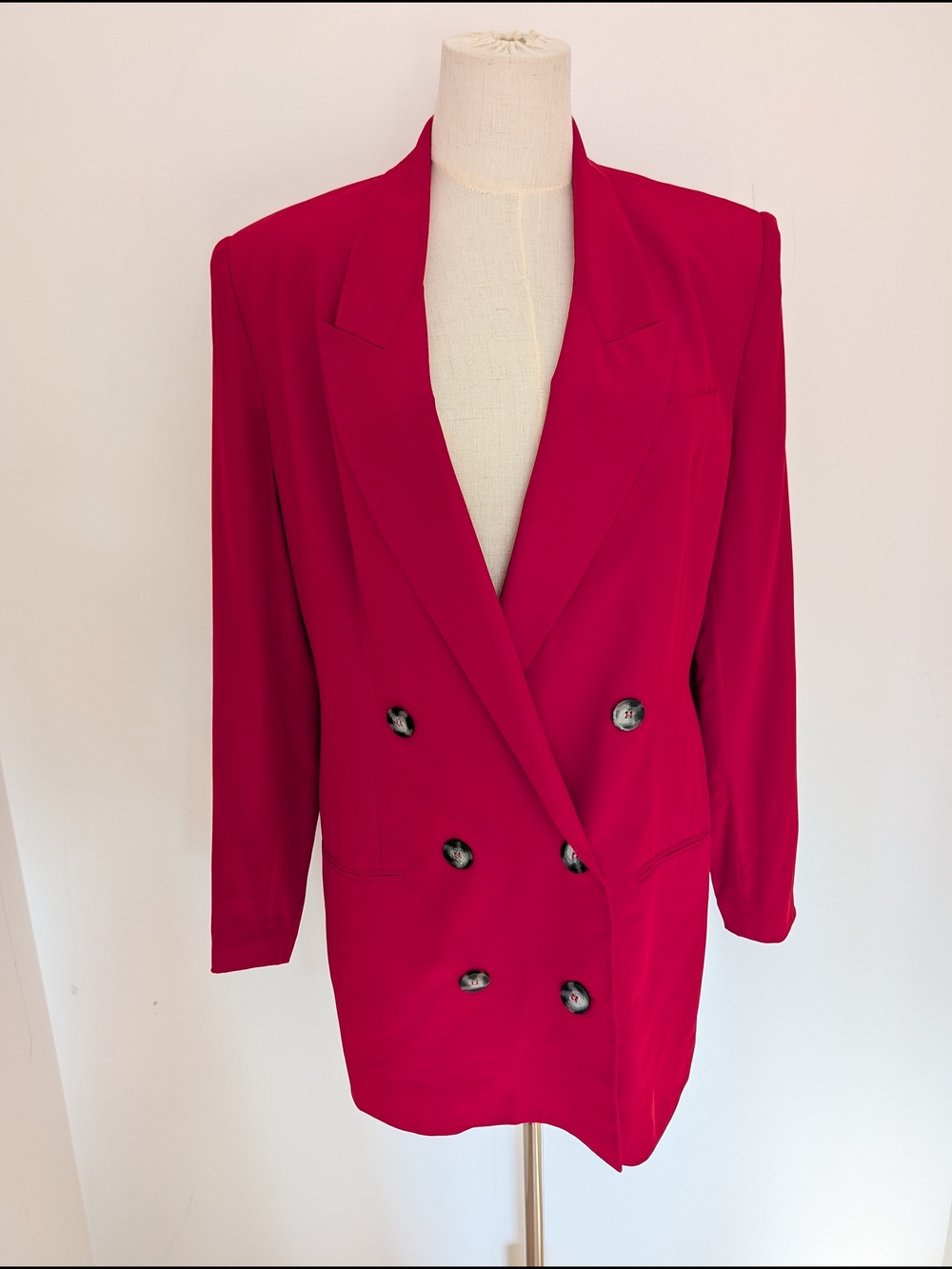 Hugo Buscati  Silk Double-Breasted Bright Red Blazer